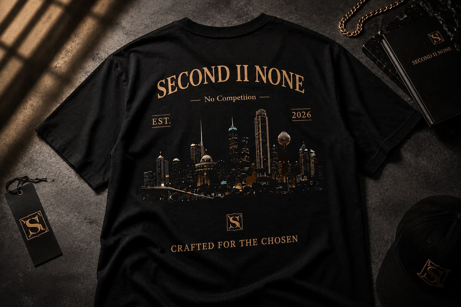 Second II None Shreveport II Dallas tee editorial flatlay
